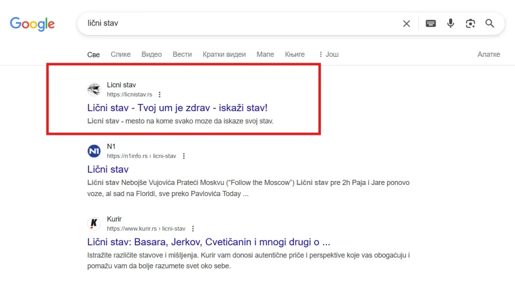 vidljivost sajta licnistav